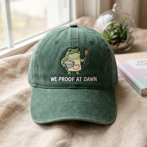 Embroidered Frog Sourdough Baseball Hat, Funny Bread Baking Cap, 100% Cotton Baker Gift