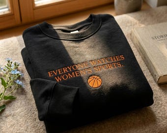 Embroidered Women's Sports Sweatshirt, Basketball Graphic, Feminist Equality Tee
