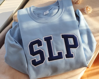 Embroidered SLP Sweatshirt, Speech Therapy Gift, SLP Crewneck