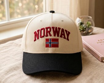 Embroidered Norway Flag Cap, Washed Cotton Soccer Fan Apparel