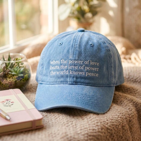 Embroidered Cotton Baseball Hat: Inspirational Peace Protest Cap