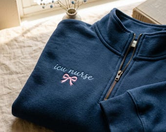 Sweat-shirt brodé infirmière en soins intensifs, pull à col rond pour unité de soins intensifs