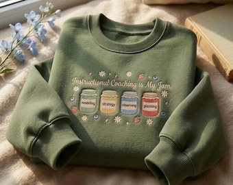 Instructional Coaching Jam Sweatshirt, Embroidered Teacher Gift