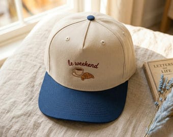 Embroidered Coffee Croissant Trucker Hat, Le Weekend Cotton Cap