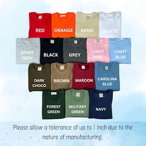 May include: A collection of sixteen crewneck sweatshirts in various colors including red, orange, sand, white, sport grey, black, grey, light pink, light blue, dark choco, brown, maroon, carolina blue, forest green, military green, and navy.