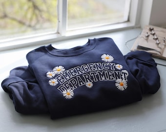 Embroidered Floral Emergency Department Sweatshirt, ER Nurse Gift