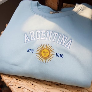 Broderad Argentina Sun Sweatshirt – Etablerad 1816 Mysig rund halsringning