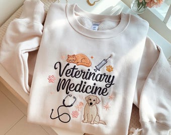 Embroidered Veterinary Medicine Sweatshirt, Vet Tech Gift