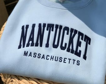 Embroidered Nantucket Sweatshirt, Massachusetts Family Trip Souvenir