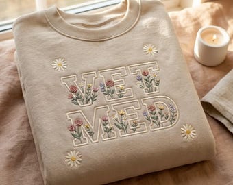 Embroidered Vet Med Sweatshirt, Floral Veterinary Medicine Apparel