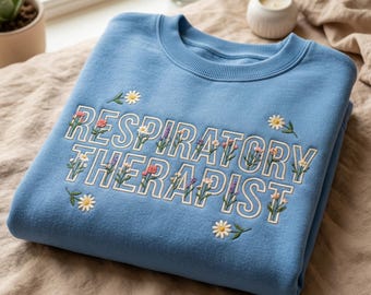 Sweat-shirt brodé RT : cadeau floral pour inhalothérapeute