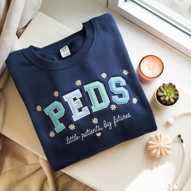 Embroidered Pediatric Nurse Sweatshirt, Peds Sweater image 1