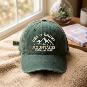 Smoky Mountains National Park Embroidered Baseball Hat – Vintage Travel Souvenir