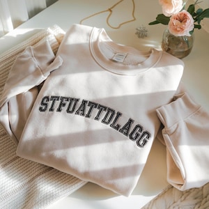 STFUATTDLAGG Embroidered Crewneck: Spicy Book Lover Gift