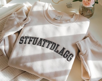 STFUATTDLAGG Embroidered Crewneck: Spicy Book Lover Gift