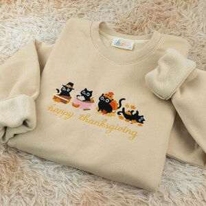 Embroidered Happy Thanksgiving Sweatshirt, Pumpkin Season Shirt, Thanksgiving Fall Sweatshirt, Cute Turkey Shirt, Thanksgiving Gifts