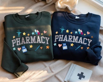 Embroidered Pharmacist Sweatshirt, PharmD Icon Sweater, Pharmacy Graduation Gift, Pharmacist Graduation Gift, PharmD Sweatshirt