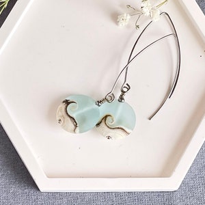 Blue sea glass lampwork earrings, Beach earrings Ocean earrings Summer earrings Summer earrings Nautical earrings