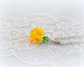 Gelbes Glas Blume Anhänger Glas Perlen Collier einzigartige einen freundlichen Schmuck