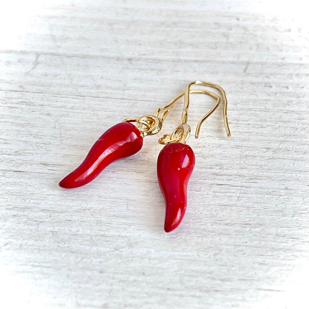 Gold Chillie Earrings Chilli Earrings Pepper Earrings Cute Etsy