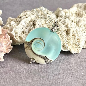 Lampwork Sea Glass Necklace, Wave Necklace, Ocean glass Necklace, Beach Necklace Jewelry, Beach Wedding Jewelry, Christmas Gift