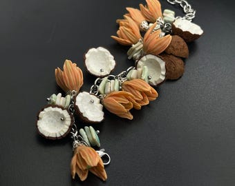 Tropische Blumen Armband | Handgemachtes Armband aus Polymer Clay | Statement Sommerschmuck