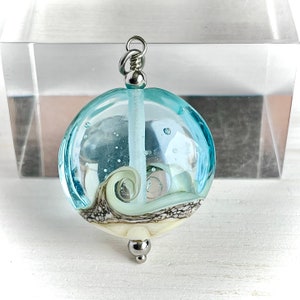 Blue Lampwork Sea Glass Necklace, Blue Wave Necklace, Ocean Necklace, Beach sea Necklace Jewelry, Beach Wedding Jewelry, Christmas Gift