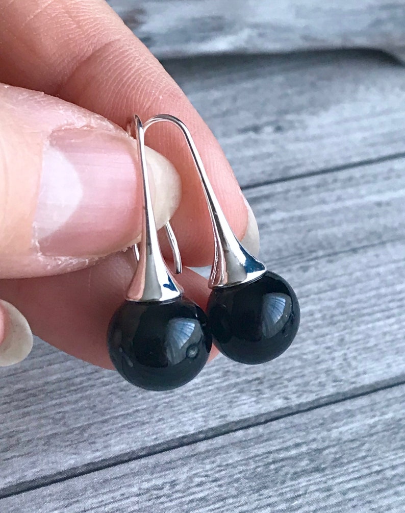 valentine/'s day gift Black hollow glass lampwork earrings blown beads party earrings bridal bubble statement earrings sphere earrings