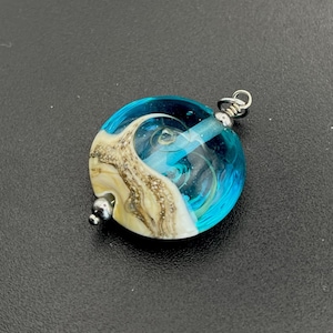 Lampwork Sea blue Glass Necklace, Wave Necklace, Ocean Necklace, Beach Necklace Jewelry, Beach Wedding Jewelry, Christmas Gift