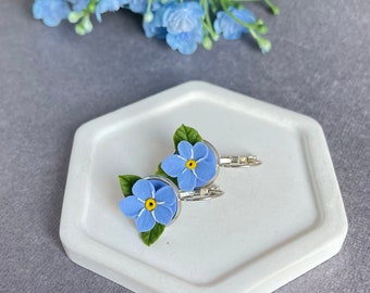 Forget-me-nots jewelry, Forget-me-nots flower earrings, Dainty earrings, Forget-me-nots Spring Jewelry, Floral earrings, Minimalist jewelry