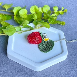 Handcrafted Strawberry Pendant - Realistic Polymer Clay Fruit Necklace