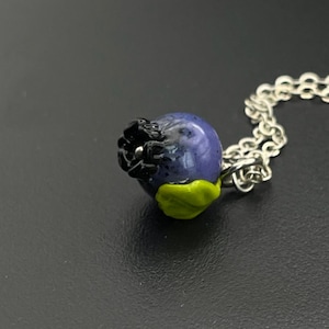 Blueberrie lampwork pendant, Bilberry glass OOAK charme, Handmade  colorful jewerly for girl,  blueberry fruit jewelry
