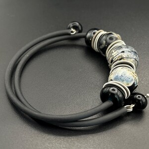 Black lampwork glass  bracelet, Artisan glasswork handmade unique bracelet, Unique Woman gift