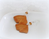 Ginkgo Blätter Gelb Ohrringe, Leaf Schmuck, gold Blumen, Natur-Schmuck, gelbe Ohrringe