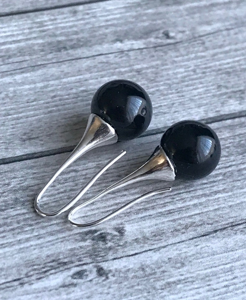 valentine/'s day gift Black hollow glass lampwork earrings blown beads party earrings bridal bubble statement earrings sphere earrings