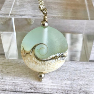 Lampwork Sea Glass Necklace, Wave Necklace, Ocean Necklace, Beach Necklace Jewelry, Beach Wedding Jewelry, Christmas Gift