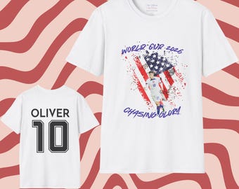 Camiseta de Futebol dos EUA, Camiseta de Futebol Personalizada, Camiseta com Nome e Número Personalizados, Camiseta Personalizada da Seleção Americana para a Copa do Mundo de 2026, Presente para Fãs de Futebol Americano