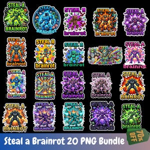 Stjäl ett Brainrot PNG-paket (20 designer) – Italienskt Brainrot PNG-paket, roligt Roblox Brainrot-meme, Brainrot-skjortadesign med kattmeme