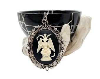 Baphomet necklace antique silver Satanic jewelry for men women