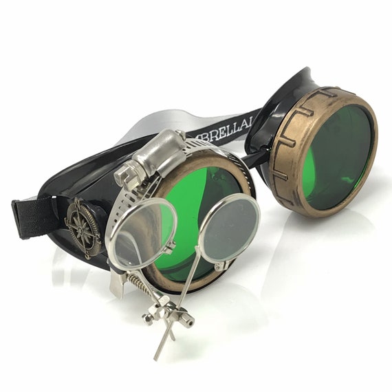 Enjoy Your Steampunk Victorian Style Goggles with Compass Design, Azure  Blue Lenses & Ocular Loupe : Clothing, Shoes & Jewelry 