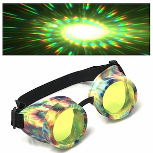 UV Glow en The Dark Steampunk Rave Steampunk Gafas Desfraccionada Retro Round Gafas pastel glas glas edm música festival dance