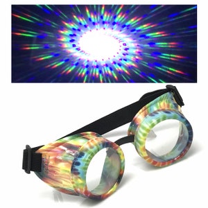 UV Glow en The Dark Steampunk Rave Steampunk Gafas Desfraccionada Retro Round Gafas pastel glas glas edm música festival dance