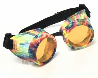 UV Glow in The Dark Steampunk Rave Steampunk Goggles Explosive Frames Retro Round Glasses pastel goth punk edm music festival dance