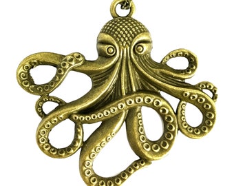 Pirate costume accessories octopus necklace pendant Steampunk jewellery bronze silver