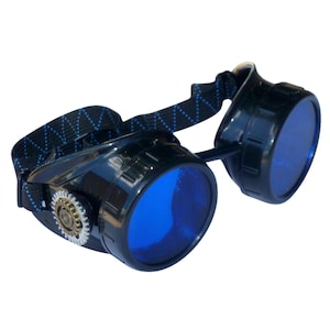 Victorian Steampunk goggles aviator victorian welding biker eye cup--bbb blue