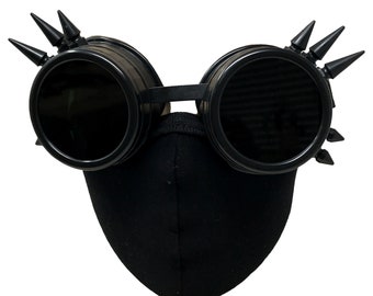 Spiked Steampunk Goggles & Black Face Mask, Burning Man Costume