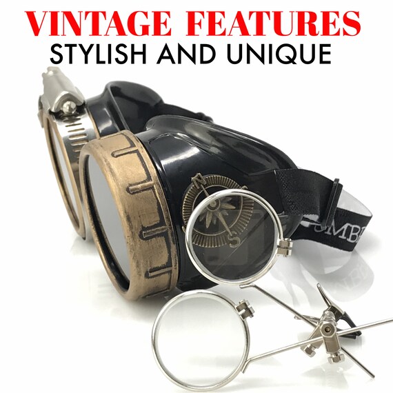 Steampunk Goggles Aviator Steampunk Monocle /"R/" Mad Max Rave Goth Victorian gift