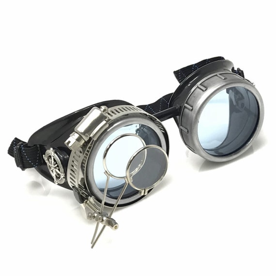 Black and Bronze Compass Goggles with Double Eye Loupe