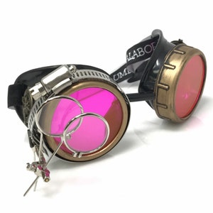 スチームパンクゴーグル - レイブグラス ビクトリア朝スタイル コンパスデザイン、カラーレンズ、ルーペコスチュームアクセサリー gcg