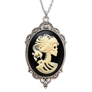 Gothic lolita dress accessory sugar skull skeleton necklace lolita accessories Vintage cameo necklace silver
